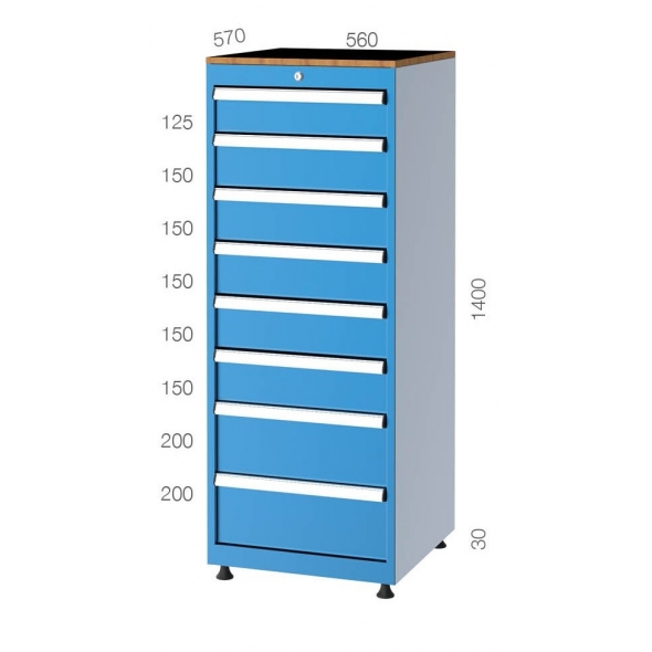 560x570 8 Çekmeceli Takım Dolabı KCD05402