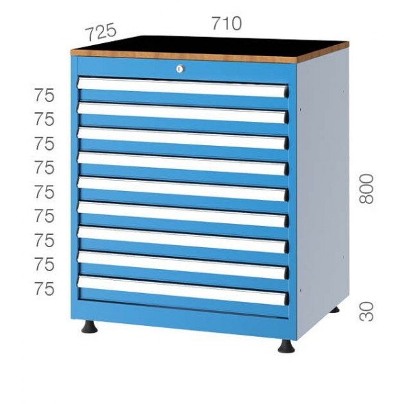 710x725 9 Çekmeceli Takım Dolabı KCD07081